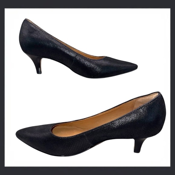 INDIGO BY CLARKS Sage Copper Comfort Heels - Women’s 9.5M Black Lizard Suede - Picture 8 of 10